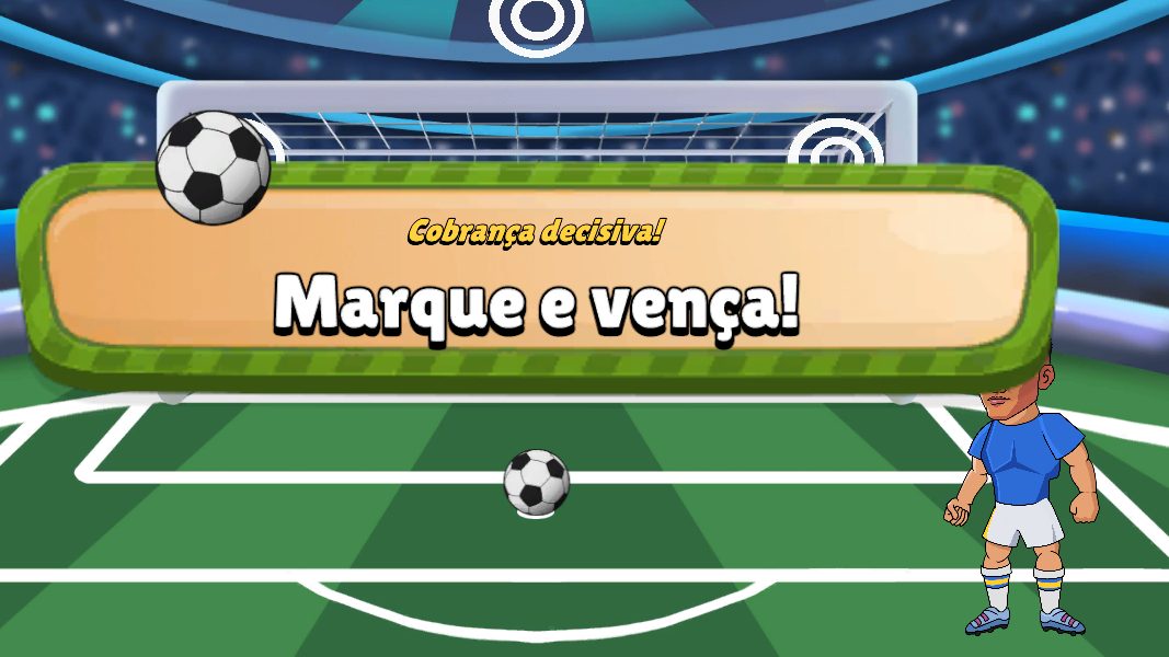 Partida em andamento com o aviso Cobrança decisiva: marque e vença